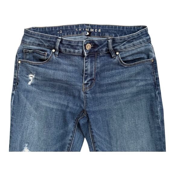 WHITE HOUSE BLACK MARKET Womens Size 2 Ripped Skimmer Raw Hem Blue Jeans WHBM - Picture 4 of 10